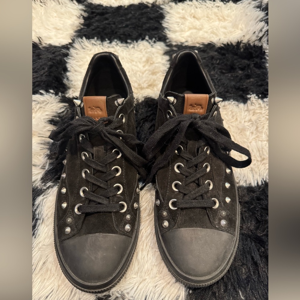 Coach Black Studded Suede  Sneakers